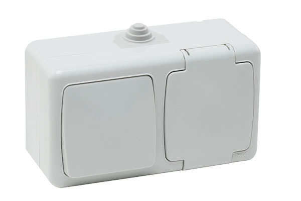 Выключатель + заземленная розетка с крышкой (горизонтальная) / 40503005